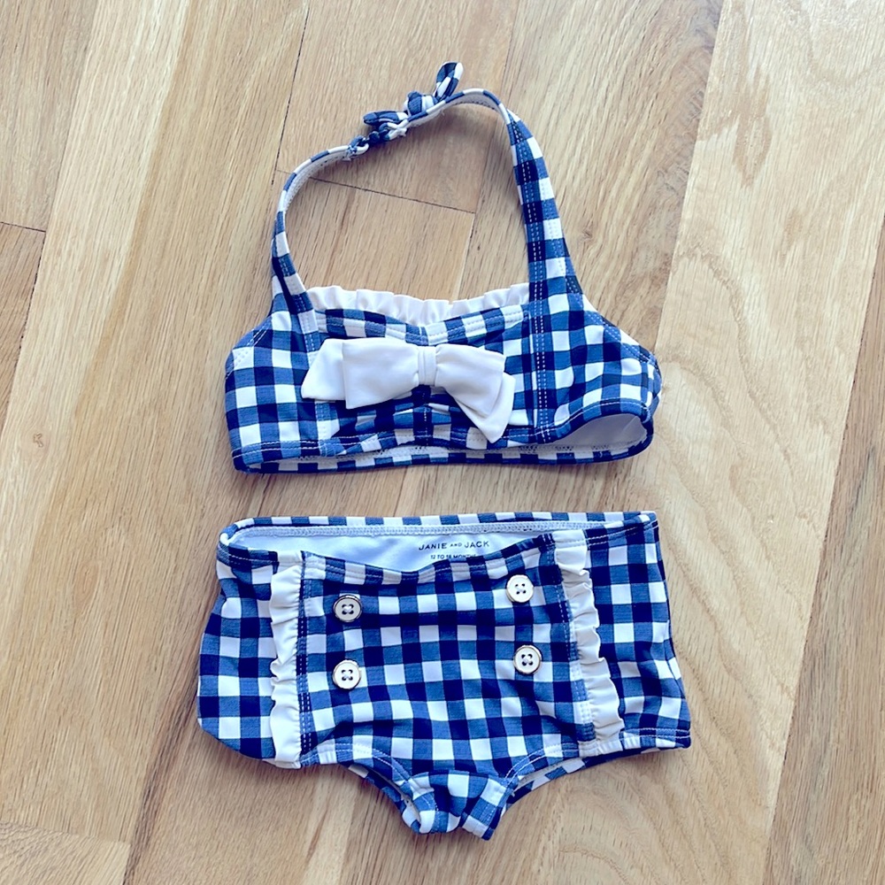 Janie & Jack Baby Girl Gingham Halter & Short Swimsuit - Worn Once!